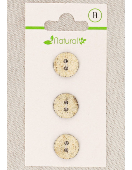 Carte de 3 boutons écru et beige 13 mm 2 trous - Marbrés