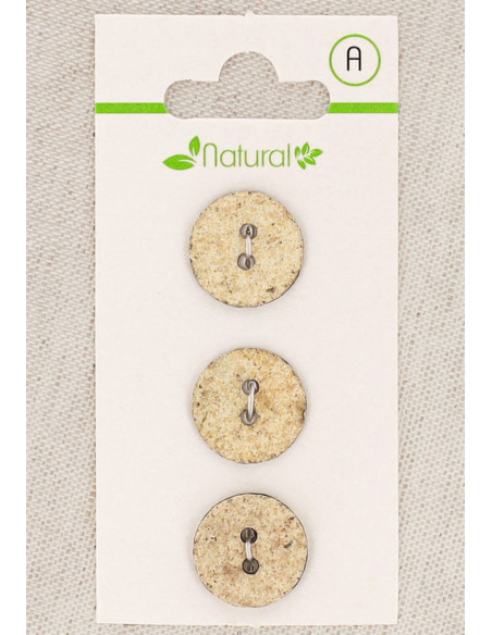Carte de 3 boutons écru et beige 15 mm 2 trous - Marbrés