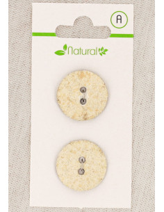 Carte de 2 boutons écru et beige 20 mm 2 trous - Marbrés