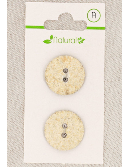 Carte de 2 boutons écru et beige 20 mm 2 trous - Marbrés