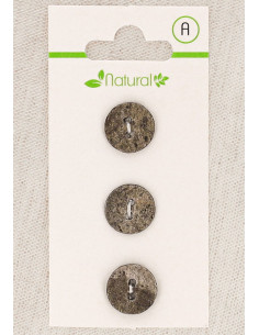 Carte de 3 boutons taupe 13 mm 2 trous - Texturés