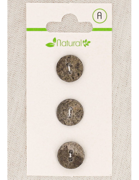 Carte de 3 boutons taupe 13 mm 2 trous - Texturés