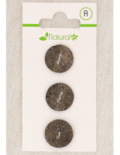 Carte de 3 boutons taupe 15 mm 2 trous - Texturés
