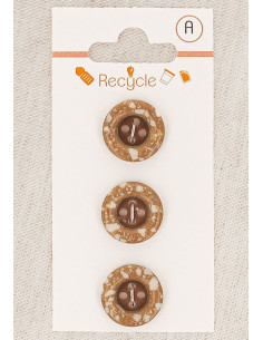 Carte de 3 boutons camel 15 mm 4 trous - Bord roulotté