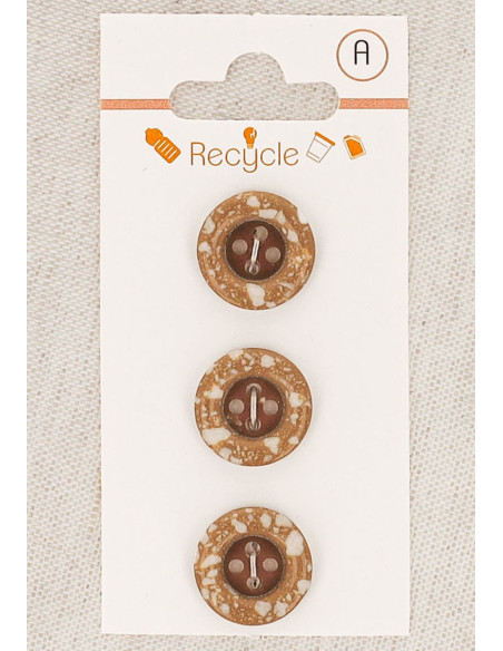 Carte de 3 boutons camel 15 mm 4 trous - Bord roulotté