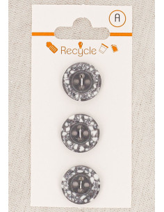 Carte de 3 boutons gris 15 mm 4 trous - Bord roulotté