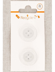 Carte de 2 boutons blancs 20 mm 4 trous - Bord roulotté