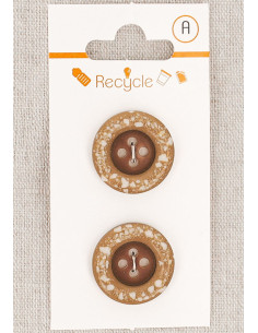 Carte de 2 boutons camel 20 mm 4 trous - Bord roulotté