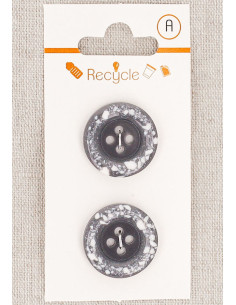 Carte de 2 boutons gris 20 mm 4 trous - Bord roulotté