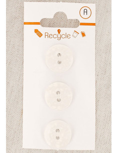 Carte de 3 boutons blancs 15 mm 2 trous - Terrazzo