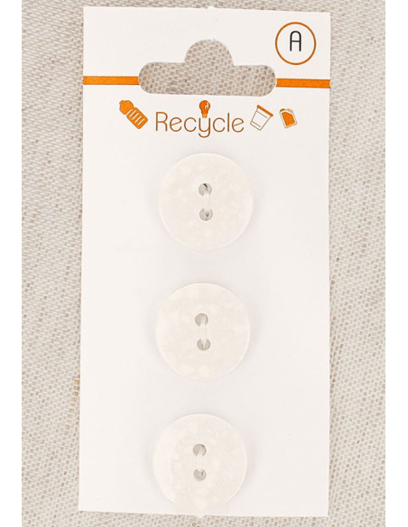 Carte de 3 boutons blancs 15 mm 2 trous - Terrazzo