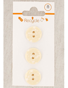Carte de 3 boutons écru 15 mm 2 trous - Terrazzo