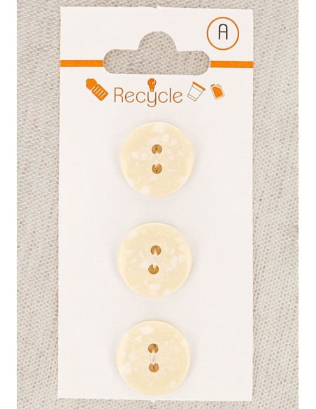 Carte de 3 boutons écru 15 mm 2 trous - Terrazzo