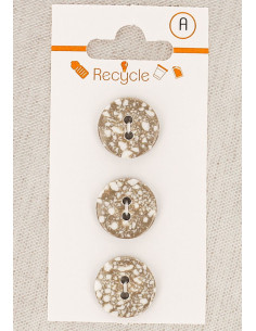 Carte de 3 boutons taupe 15 mm 2 trous - Terrazzo