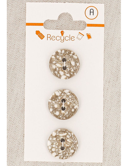 Carte de 3 boutons taupe 15 mm 2 trous - Terrazzo