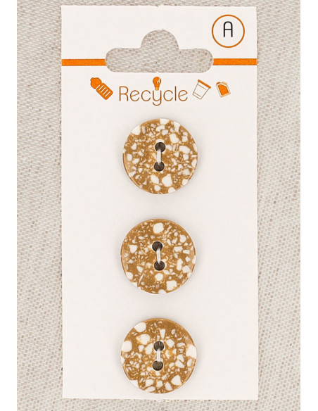 Carte de 3 boutons camel 15 mm 2 trous - Terrazzo