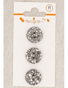 Carte de 3 boutons gris 15 mm 2 trous - Terrazzo