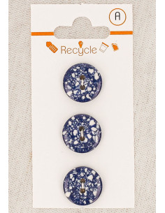 Carte de 3 boutons bleu jeans 15 mm 2 trous - Terrazzo