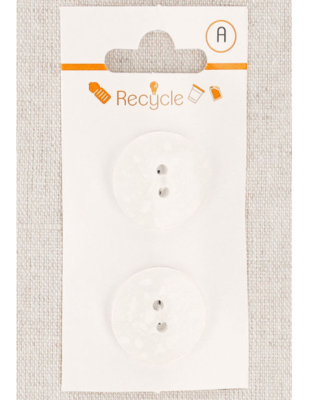 Carte de 2 boutons blancs 20 mm 2 trous - Terrazzo
