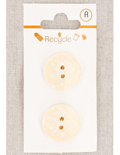 Carte de 2 boutons écru 20 mm 2 trous - Terrazzo