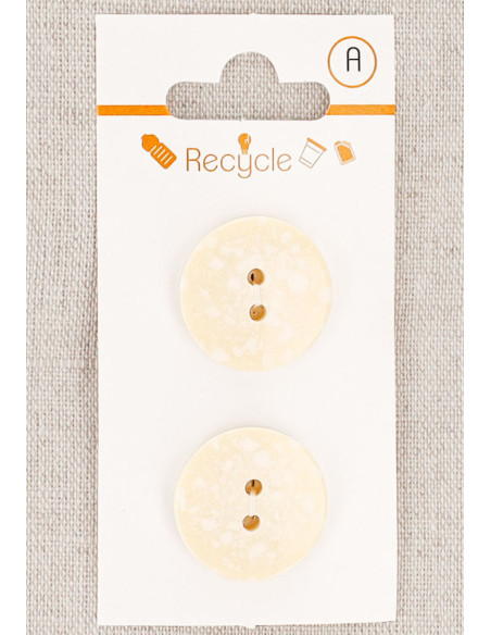 Carte de 2 boutons écru 20 mm 2 trous - Terrazzo