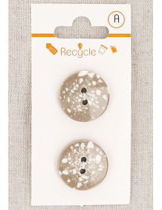 Carte de 2 boutons taupe 20 mm 2 trous - Terrazzo