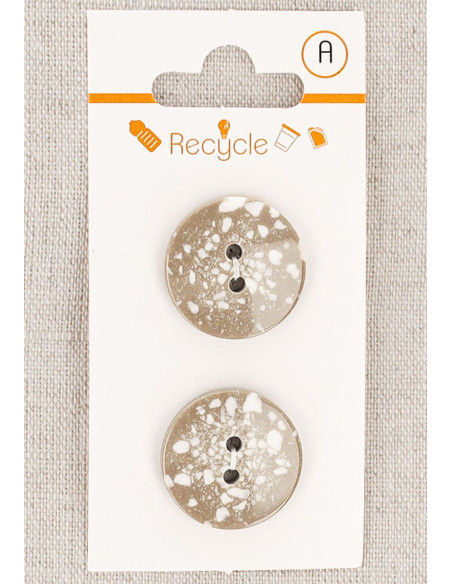 Carte de 2 boutons taupe 20 mm 2 trous - Terrazzo