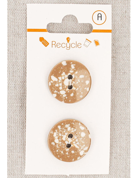 Carte de 2 boutons camel 20 mm 2 trous - Terrazzo