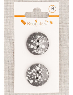 Carte de 2 boutons gris 20 mm 2 trous - Terrazzo