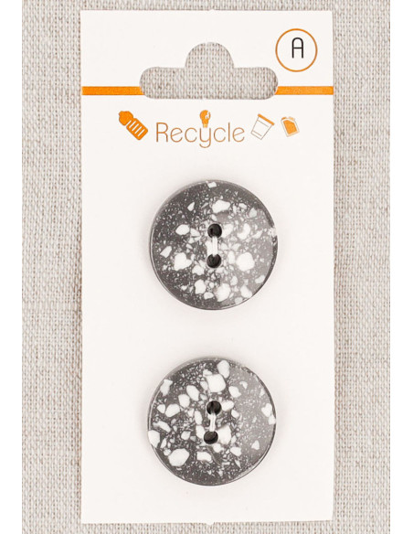 Carte de 2 boutons gris 20 mm 2 trous - Terrazzo