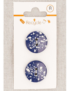 Carte de 2 boutons bleu jeans 20 mm 2 trous - Terrazzo