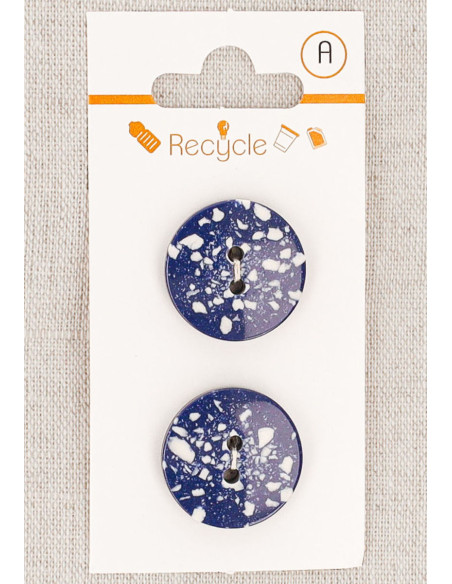 Carte de 2 boutons bleu jeans 20 mm 2 trous - Terrazzo