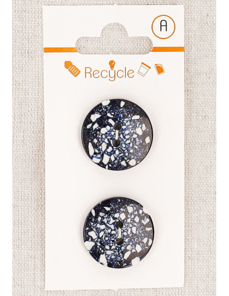 Carte de 2 boutons bleu marine 20 mm 2 trous - Terrazzo