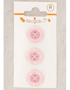 Carte de 3 boutons roses 15 mm 4 trous - Bord roulotté terrazzo