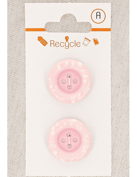 Carte de 2 boutons roses 20 mm 4 trous - Bord roulotté terrazzo