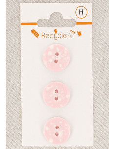 Carte de 3 boutons roses 15 mm 2 trous - Terrazzo