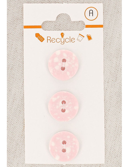 Carte de 3 boutons roses 15 mm 2 trous - Terrazzo