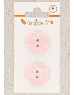 Carte de 2 boutons roses 20 mm 2 trous - Terrazzo