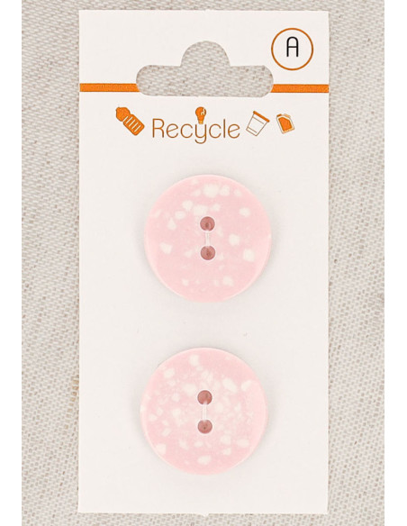 Carte de 2 boutons roses 20 mm 2 trous - Terrazzo