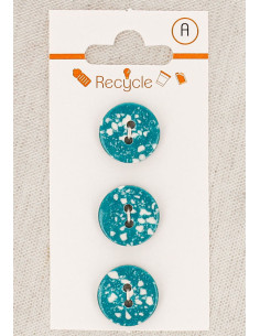 Carte de 3 boutons turquoise 15 mm 2 trous - Terrazzo