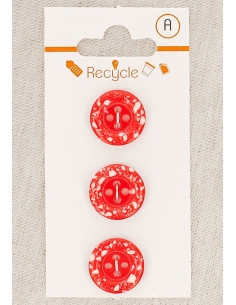 Carte de 3 boutons rouges 15 mm 4 trous - Bord roulotté terrazzo