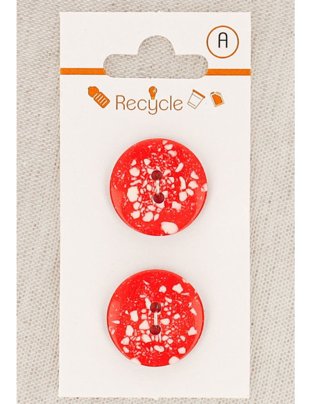 Carte de 2 boutons rouges 20 mm 2 trous - Terrazzo