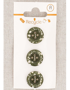 Carte de 3 boutons kaki 15 mm 4 trous - Bord roulotté terrazzo