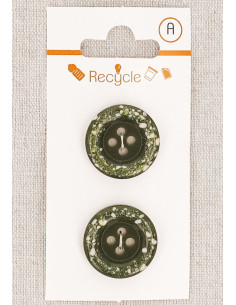 Carte de 2 boutons kaki 20 mm 4 trous - Bord roulotté terrazzo