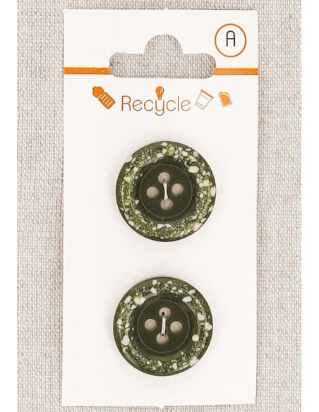 Carte de 2 boutons kaki 20 mm 4 trous - Bord roulotté terrazzo