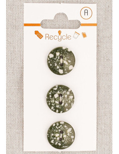 Carte de 3 boutons kaki 15 mm 2 trous - Terrazzo