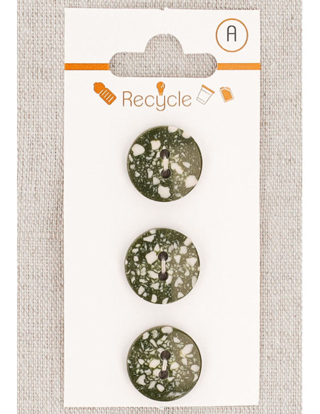 Carte de 3 boutons kaki 15 mm 2 trous - Terrazzo