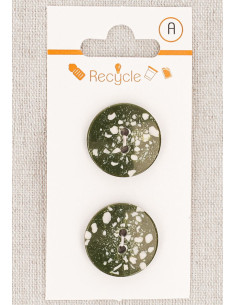 Carte de 2 boutons kaki 20 mm 2 trous - Terrazzo