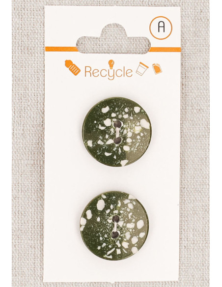 Carte de 2 boutons kaki 20 mm 2 trous - Terrazzo