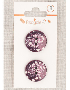 Carte de 2 boutons violet 20 mm 2 trous - Terrazzo